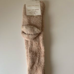 NWT American Eagle beige knee high fuzzy socks